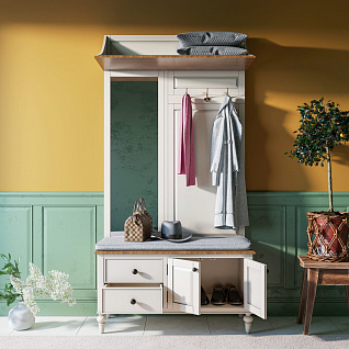 Белая прихожая "Odri" с полкой в стиле прованс арт od2125