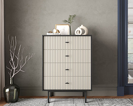 Комод вертикальный с четырьмя ящиками "Emerson" арт EM18/milky/L