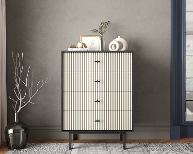 Комод вертикальный с четырьмя ящиками "Emerson" арт EM18/milky/L