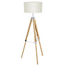 44114 Торшер LANTADA на треноге, 1x60W(E27), дерево,сталь/текстиль, натуральн, бежевый