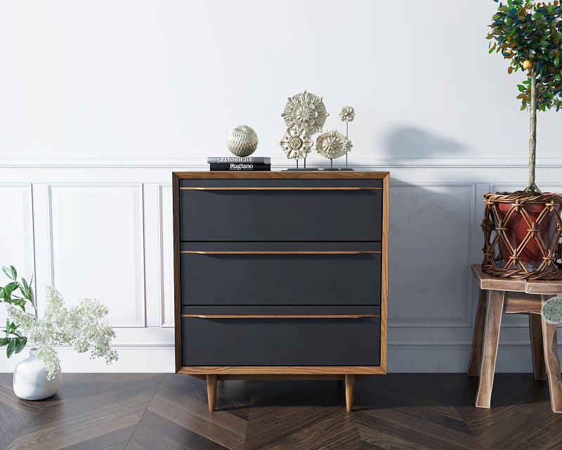 Комод "Bruni Black" на три ящика арт BR07Black