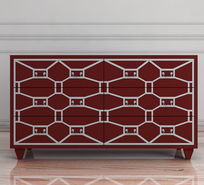 Бордовый комод "Emerald" 6 ящиков арт DSC348ETG/R в Москве Бордовый комод "Emerald" 6 ящиков арт DSC348ETG/R