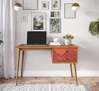 Стол рабочий "Berber" принт 49 с одной тумбой арт BB20/Print_49