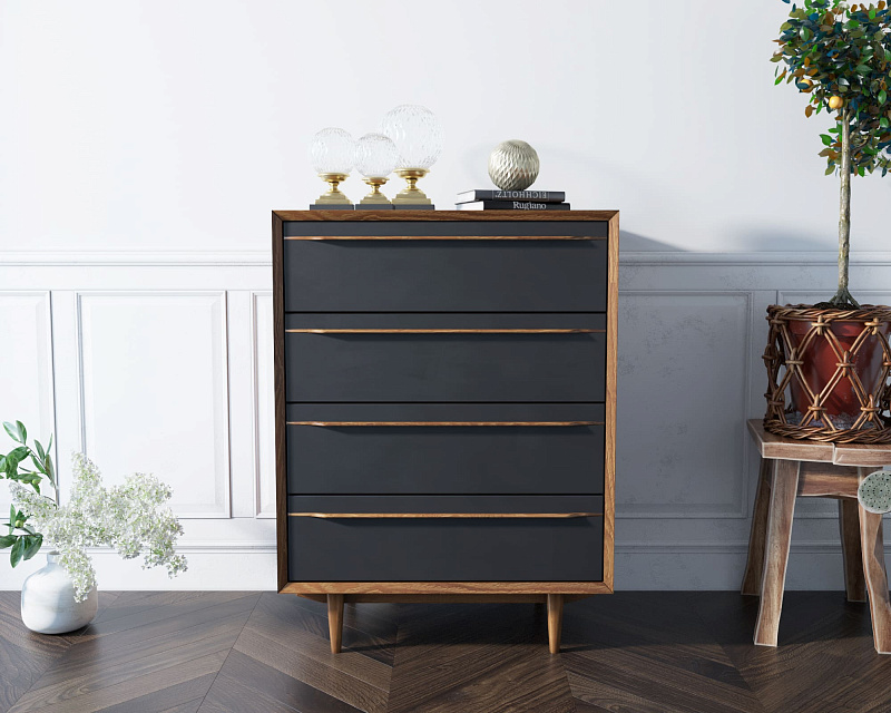 Комод "Bruni Black" на четыре ящика арт BR08Black