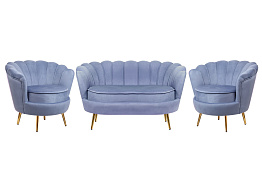 Комплект кресел и дивана ракушка Pearl Double Blue