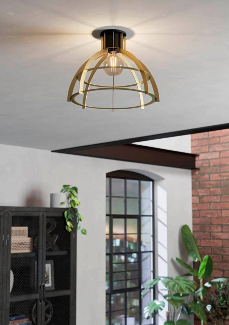 43766 Потолочный светильник STYLLINGTON, 1Х40W, E27, H315, ?415, сталь, черный, золотой в Москве 43766 Потолочный светильник STYLLINGTON, 1Х40W, E27, H315, ?415, сталь, черный, золотой