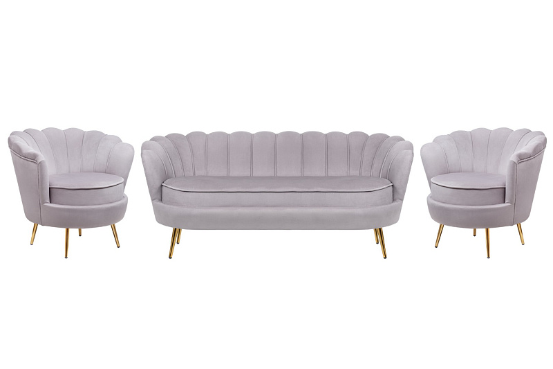 Комплект кресел и дивана ракушка Pearl Triple Grey в Москве Комплект кресел и дивана ракушка Pearl Triple Grey