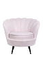 Низкое кресло ракушка Pearl Pink Boucle на черных ножках