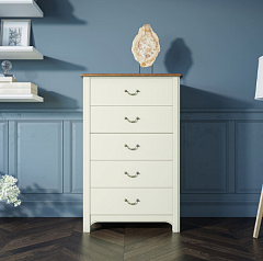 Бежевый комод "Olivia" высокий на 5 ящиков арт GA3005C