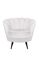 Низкое кресло ракушка Pearl цвет белый на черных ножках