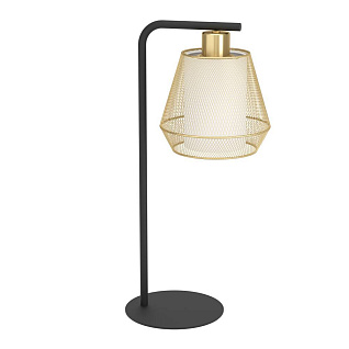 900898 Настольная лампа CIUDADELA, 1X40W (E27), H500, сталь, черный / сталь, текстиль, матовая латун