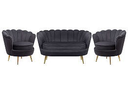 Комплект кресел и дивана ракушка Pearl Double Black