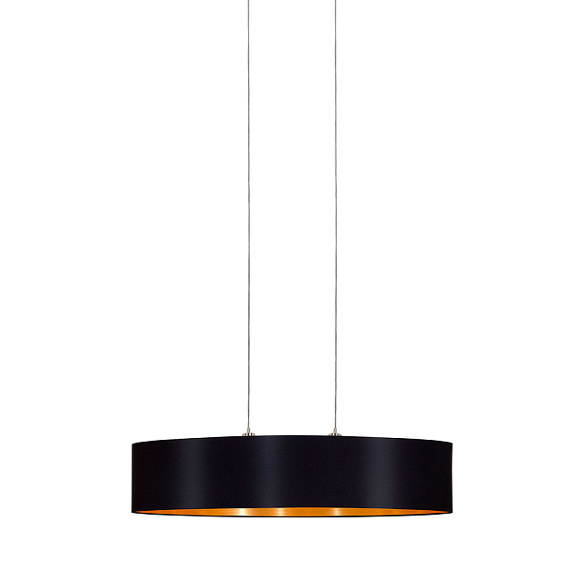 31616 Подвес MASERLO, 2х60W (E27), 1000х250, никель мат./текстиль, черный, золотой в Москве 31616 Подвес MASERLO, 2х60W (E27), 1000х250, никель мат./текстиль, черный, золотой