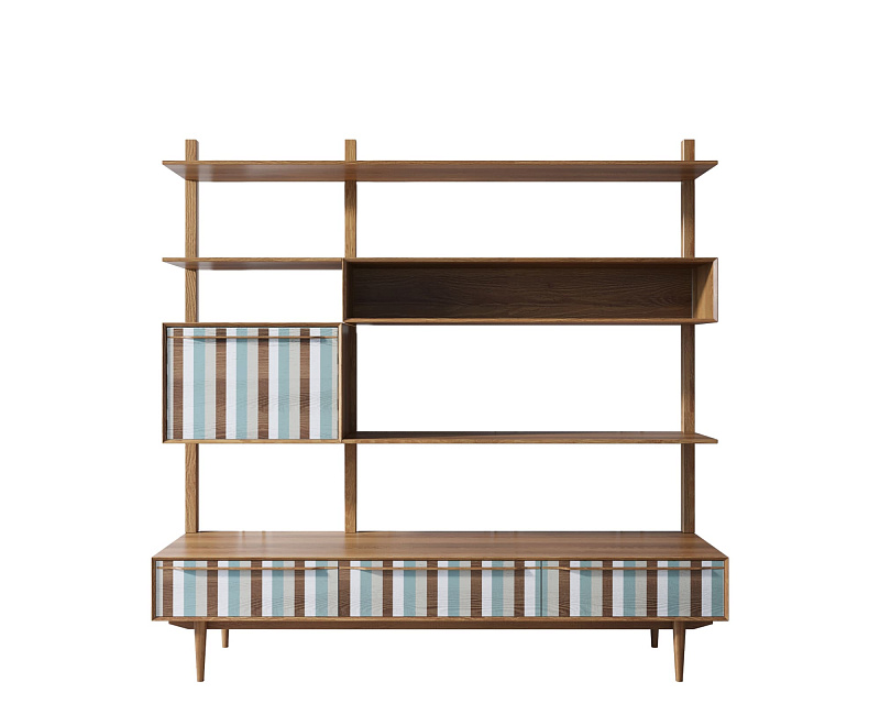 Стеллаж "Bruni print 1" с ящиками арт BR-20/print_1