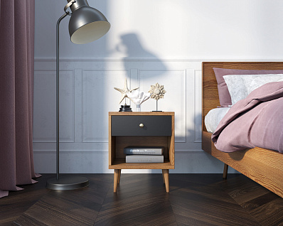 Тумбочка "Berber" с открытой полкой 33 принт арт BB33/Print_33, разноцветная