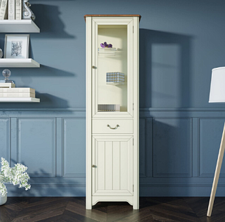 Узкий шкаф-витрина "Olivia" в бежевом цвете арт GC2005C