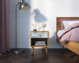 Тумбочка "Berber" с открытой полкой 39 принт арт BB33/Print_39, разноцветная