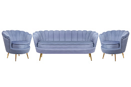 Комплект кресел и дивана ракушка Pearl Triple Blue
