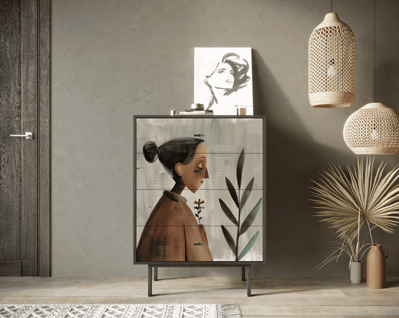 Комод "Emerson Женщина с цветком" арт EM18/Art2 в Москве Комод "Emerson Женщина с цветком" арт EM18/Art2