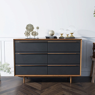 Комод "Bruni Black" с шестью ящиками арт BR05Black