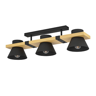 43955 Потолочный светильник MACCLES, 3X15W (E27), L780, B180, H205, сталь, дерево, черный, коричневый