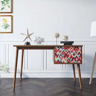 Стол рабочий "Berber" принт 2 с одной тумбой арт BB20/Print_02