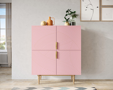 Большой комод с четырьмя дверками "Line" LN03/GR1/pink