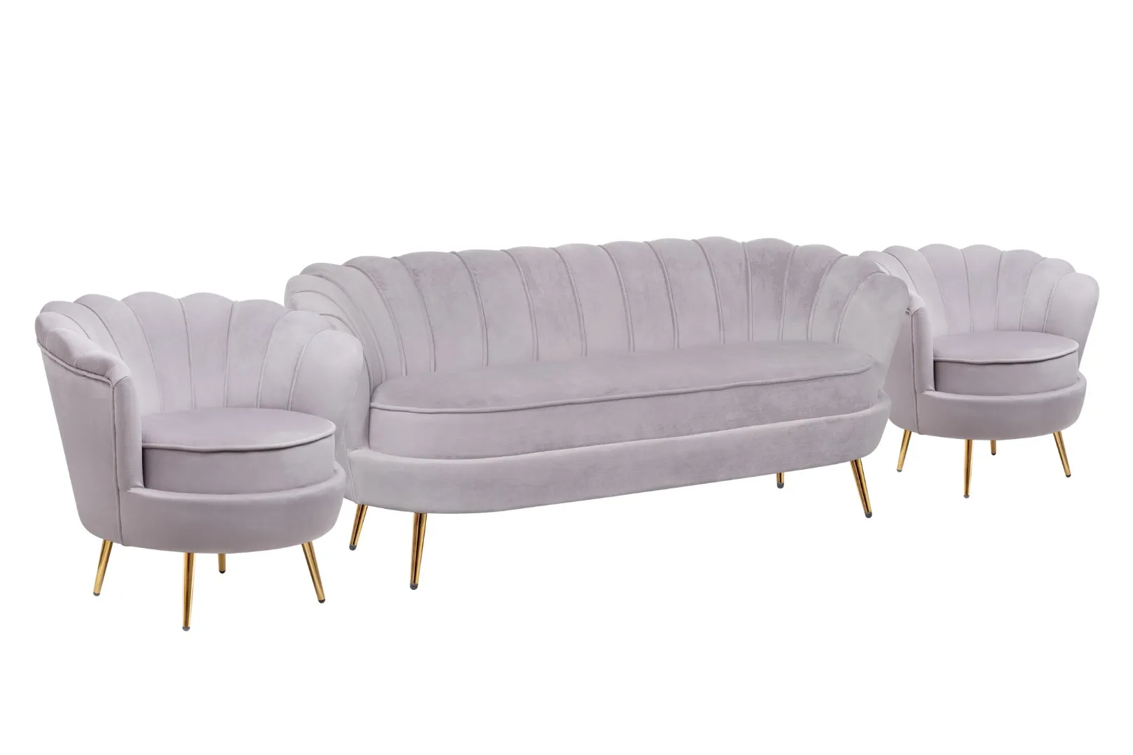 купить Комплект кресел и дивана ракушка Pearl Triple Grey в Москве купить Комплект кресел и дивана ракушка Pearl Triple Grey