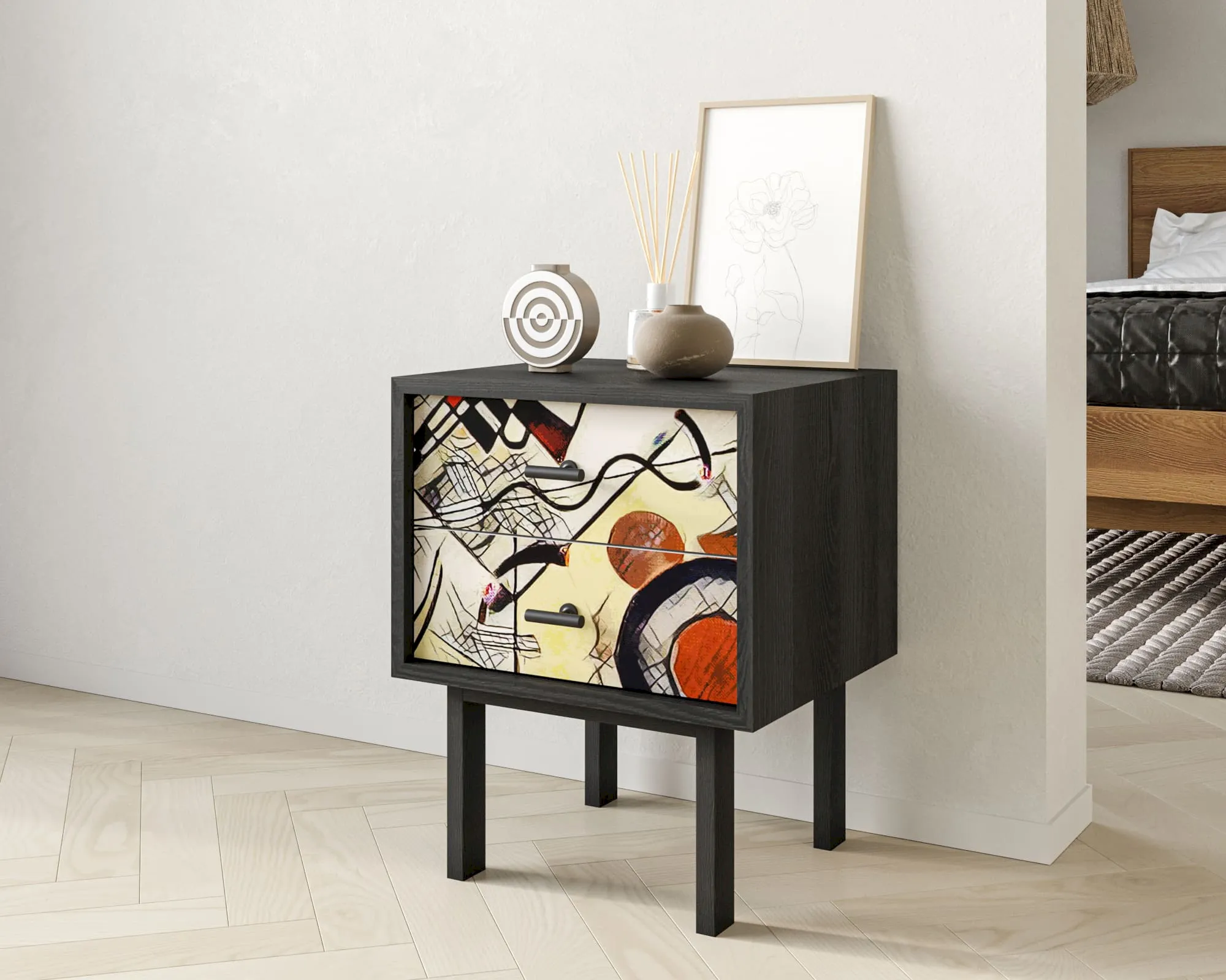 заказать Тумбочка с двумя ящиками "Эмерсон (Emerson)" by Kandinsky арт EM16/Print_01 в Москве заказать Тумбочка с двумя ящиками "Эмерсон (Emerson)" by Kandinsky арт EM16/Print_01