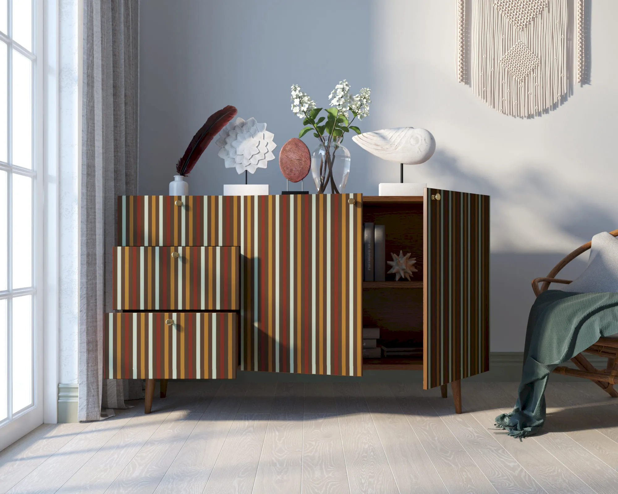 Комод "Бербер (Berber)" с двумя дверками и ящиками принт 20 арт BB17/Print_20 в интернет-магазине