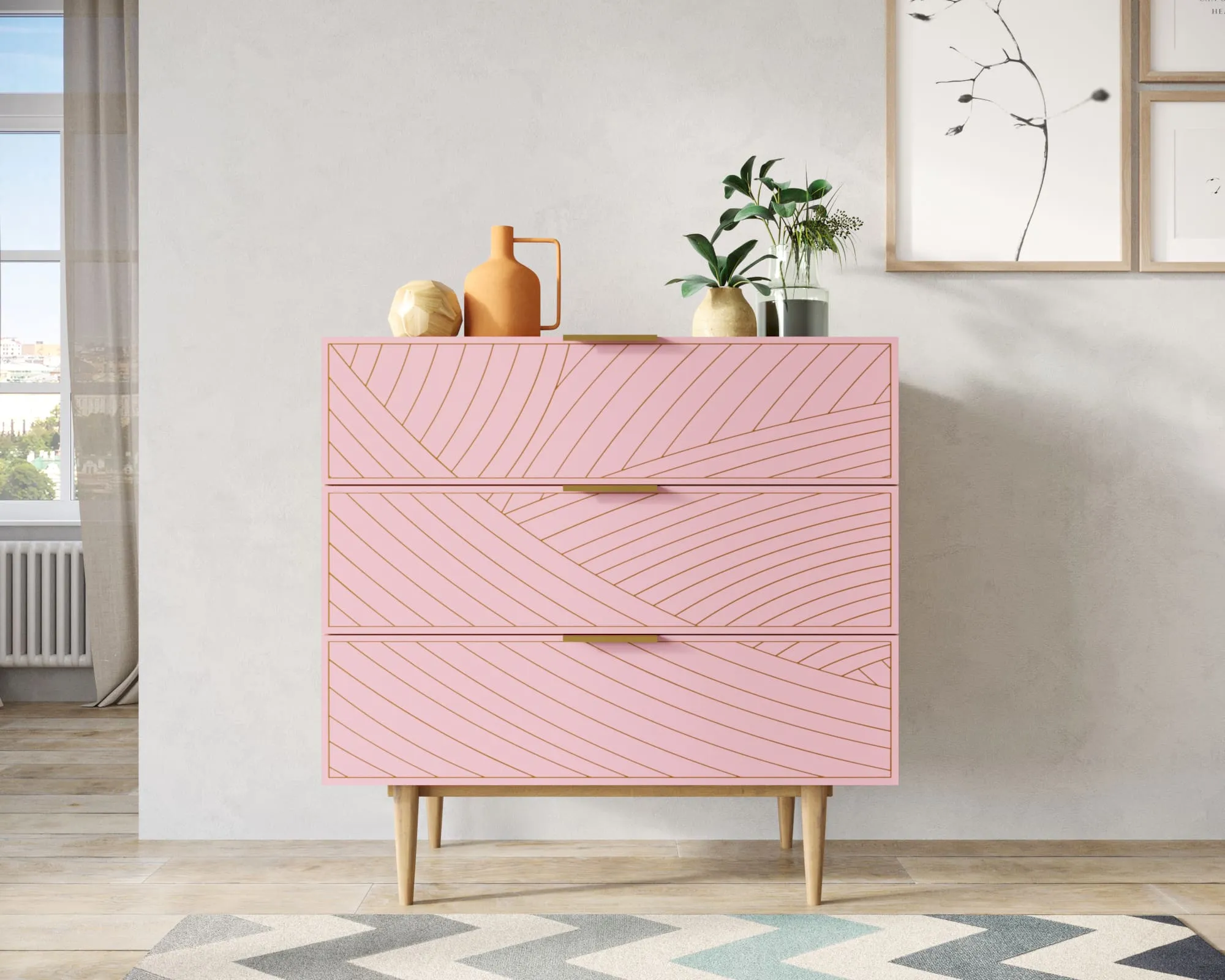 Комод с тремя ящиками "Лайн (Line)" LN12/GR1/pink в интернет-магазине в Москве Комод с тремя ящиками "Лайн (Line)" LN12/GR1/pink в интернет-магазине