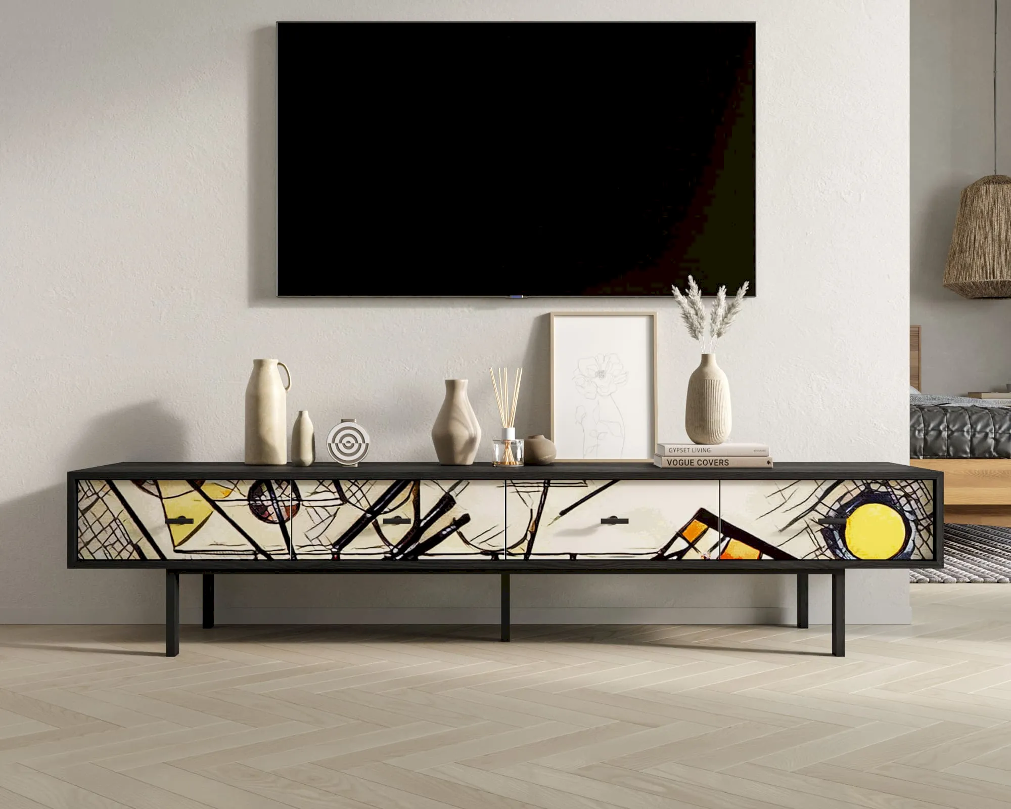 Комод с четырьмя ящиками под TV "Эмерсон (Emerson)" by Kandinsky арт EM06/Print_01 в интернет-магазине