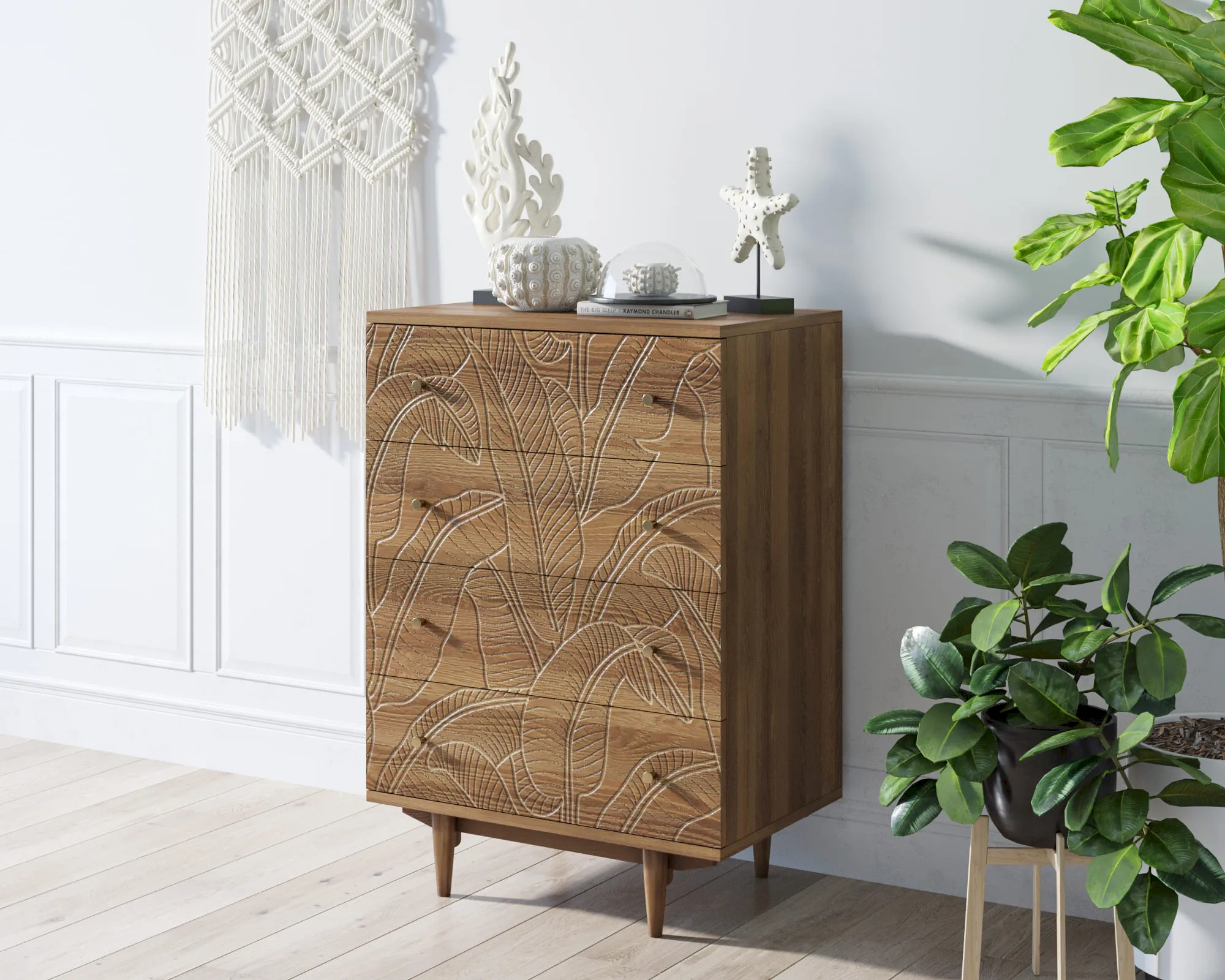заказать Комод "Boho" на 4 ящика джангл арт BH10