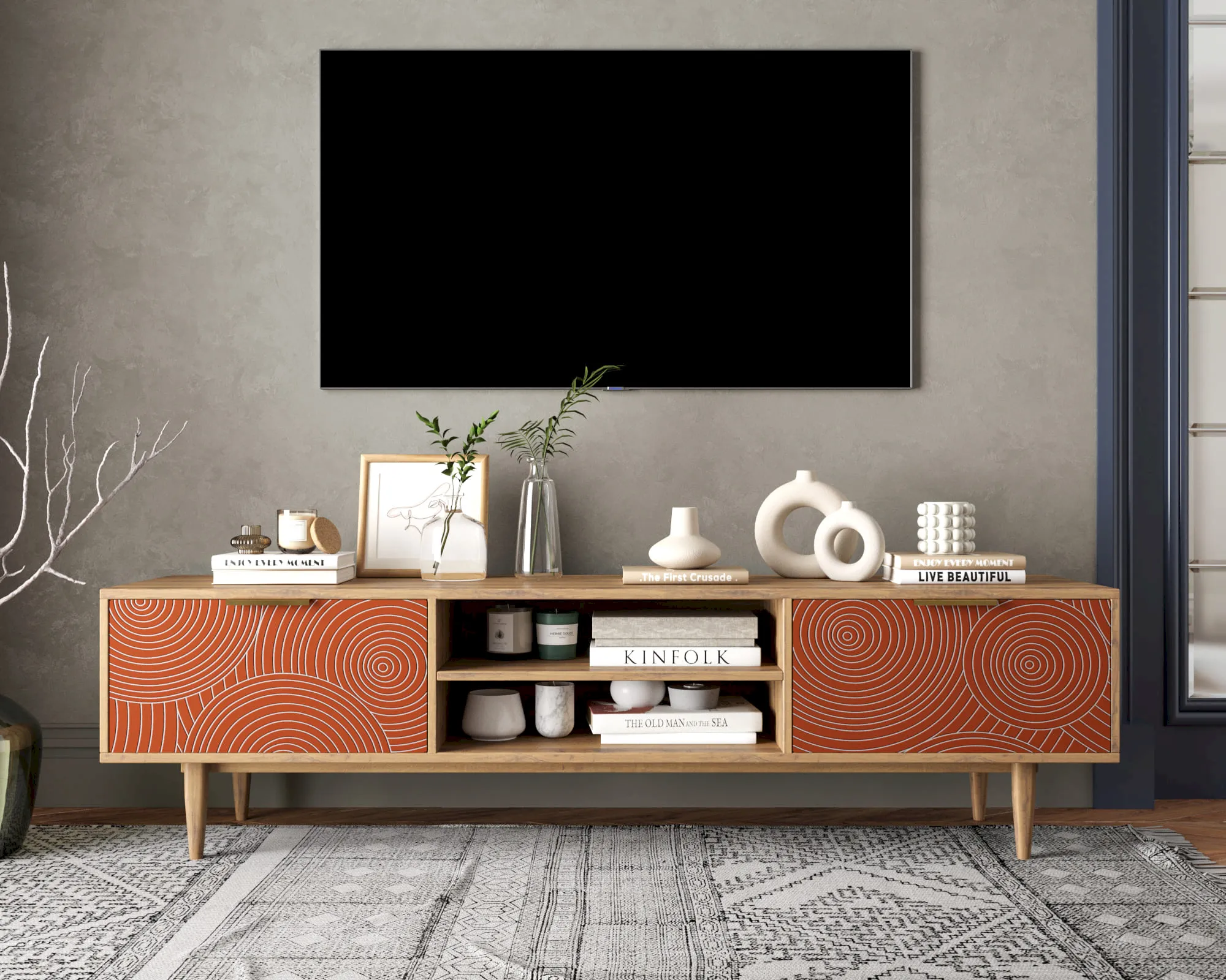 Комод "Лайн (Line)" с нишей низкий под TV R27/red в интернет-магазине в Москве Комод "Лайн (Line)" с нишей низкий под TV R27/red в интернет-магазине