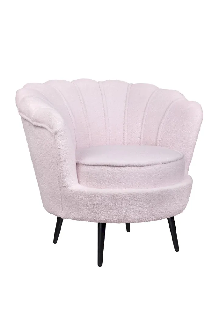 купить Низкое кресло ракушка Pearl Pink Boucle на черных ножках в Москве купить Низкое кресло ракушка Pearl Pink Boucle на черных ножках
