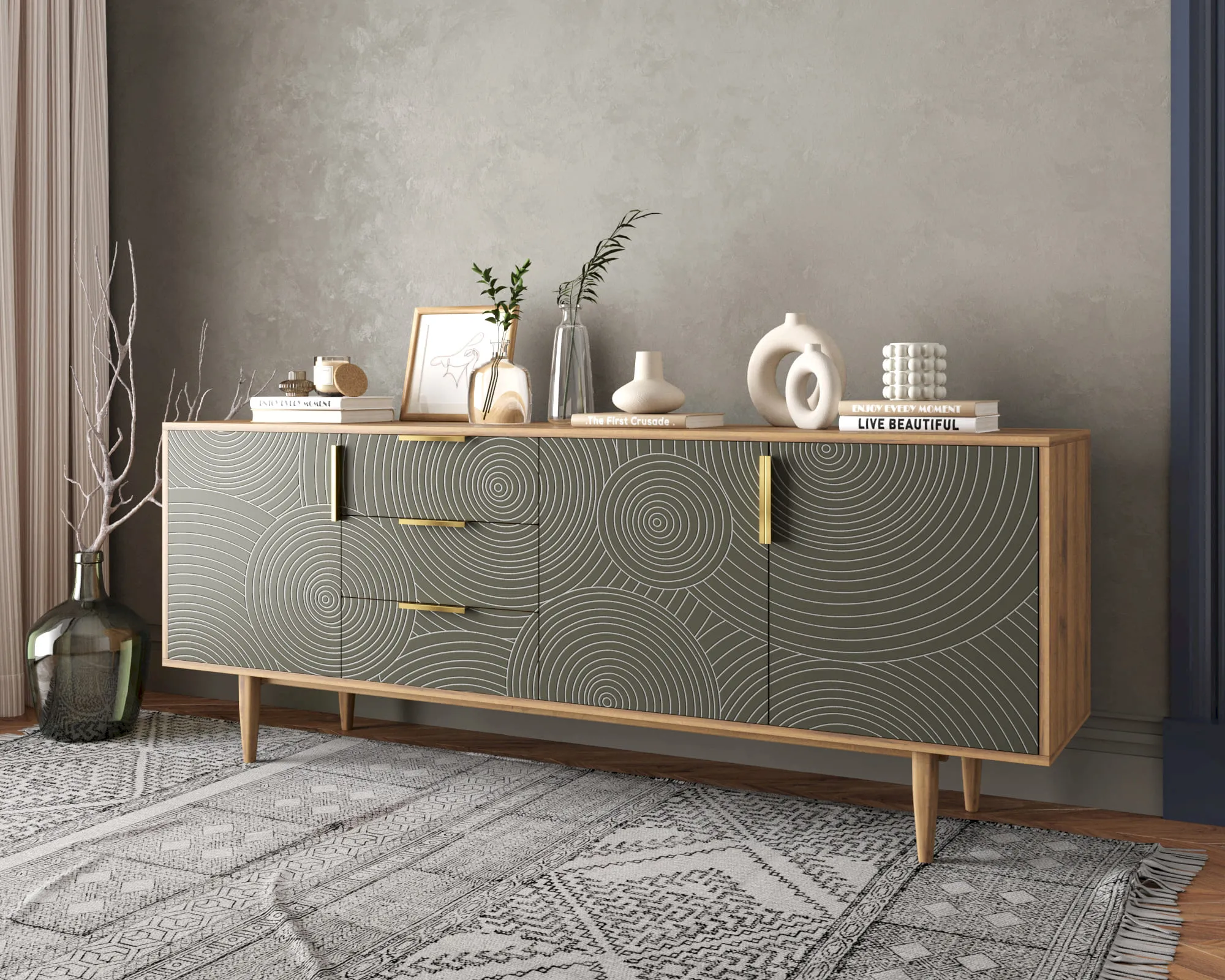 заказать Комод "Лайн (Line)" удлиненный R25/browngrey в Москве заказать Комод "Лайн (Line)" удлиненный R25/browngrey