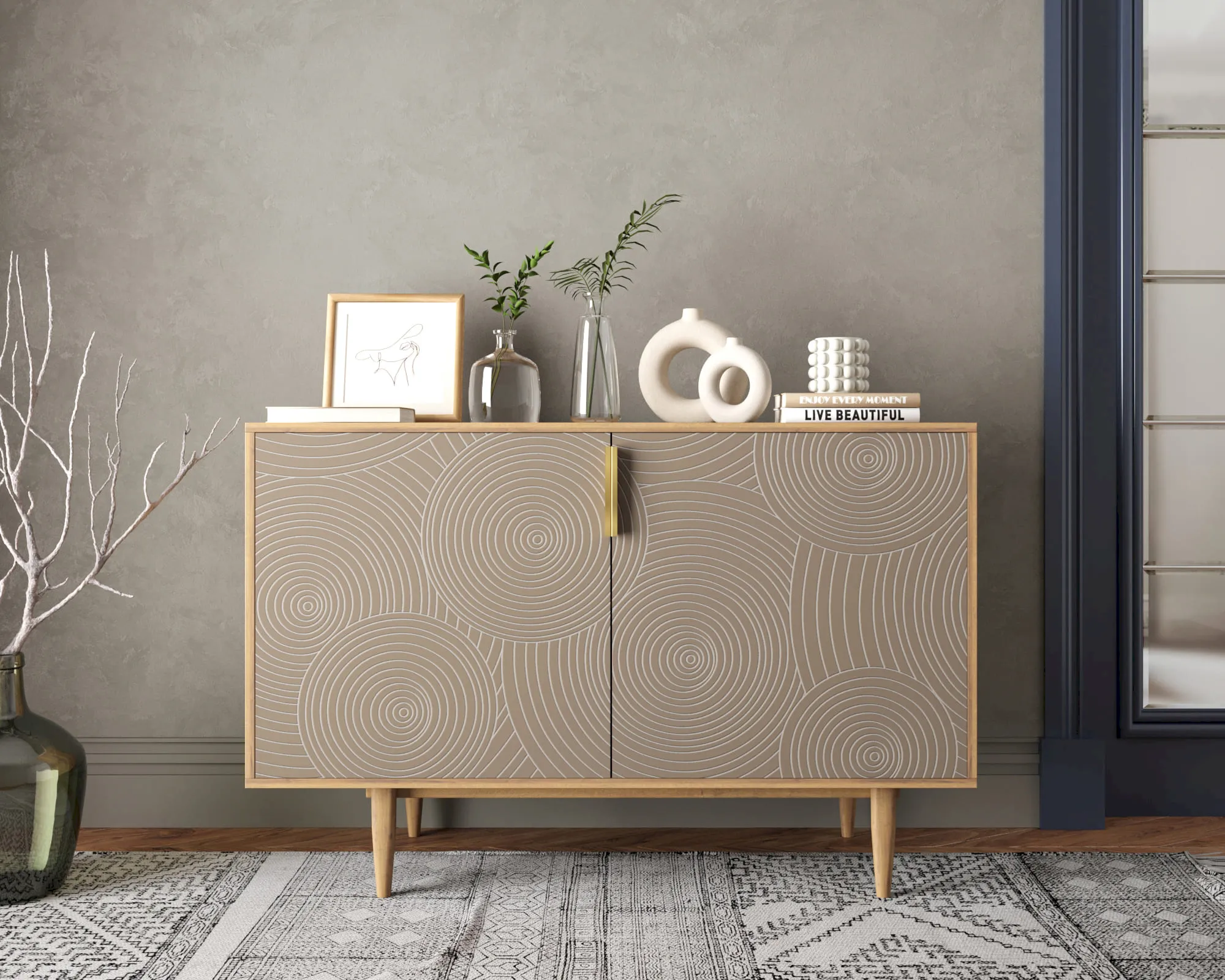 Комод с двумя дверками "Лайн (Line)" R18/beige в интернет-магазине в Москве Комод с двумя дверками "Лайн (Line)" R18/beige в интернет-магазине
