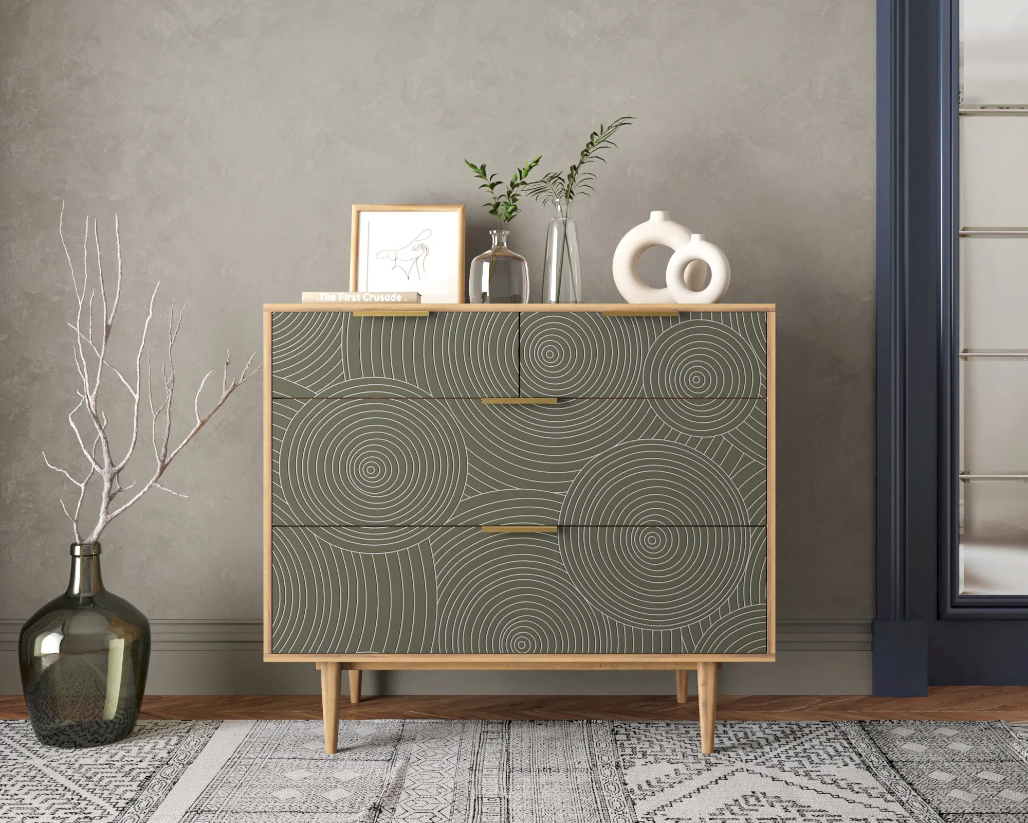 Комод с четыремя ящиками "Лайн (Line)" R22/browngrey в интернет-магазине в Москве Комод с четыремя ящиками "Лайн (Line)" R22/browngrey в интернет-магазине