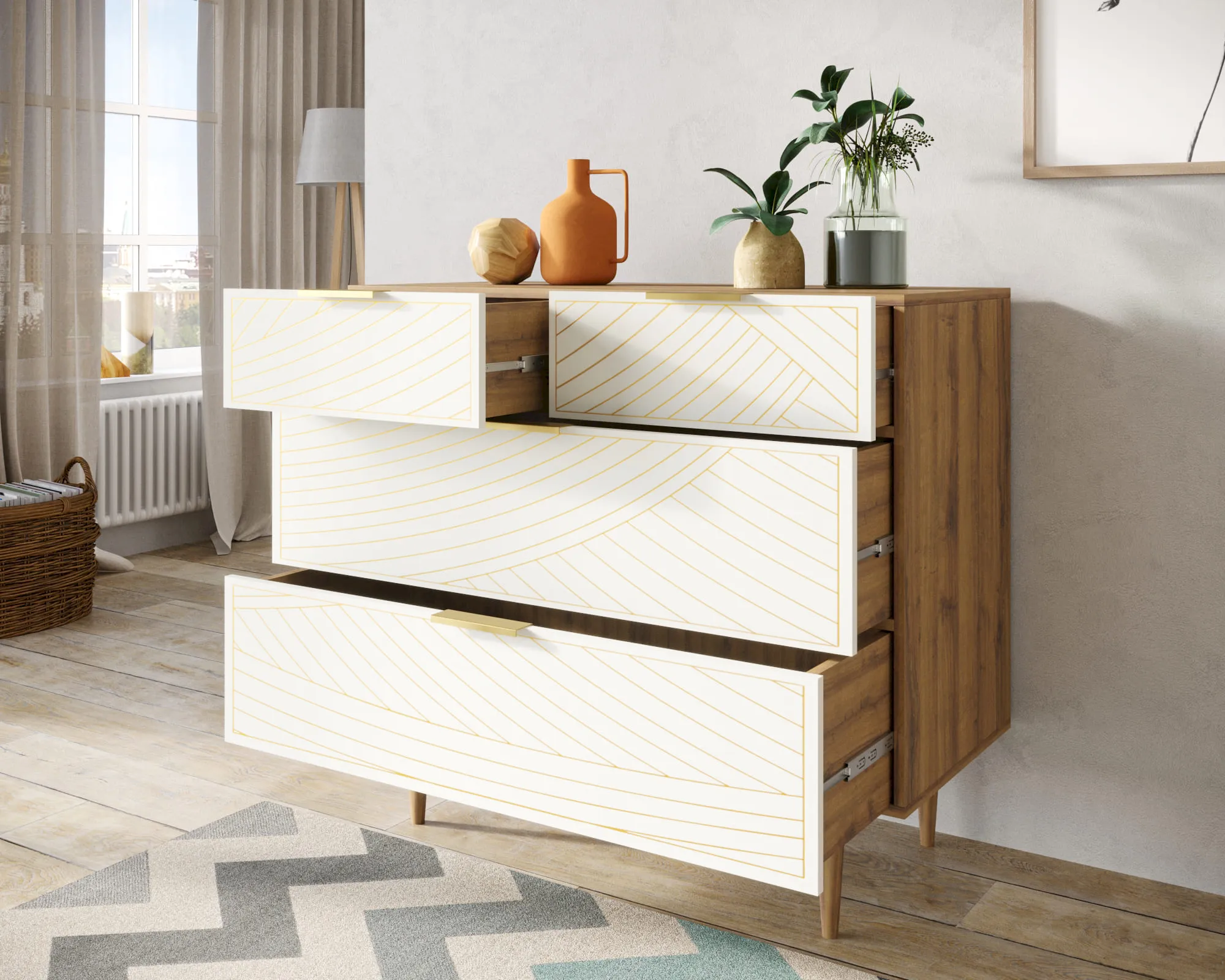 купить Комод с четыремя ящиками "Лайн (Line)" LN14/GR1/beige