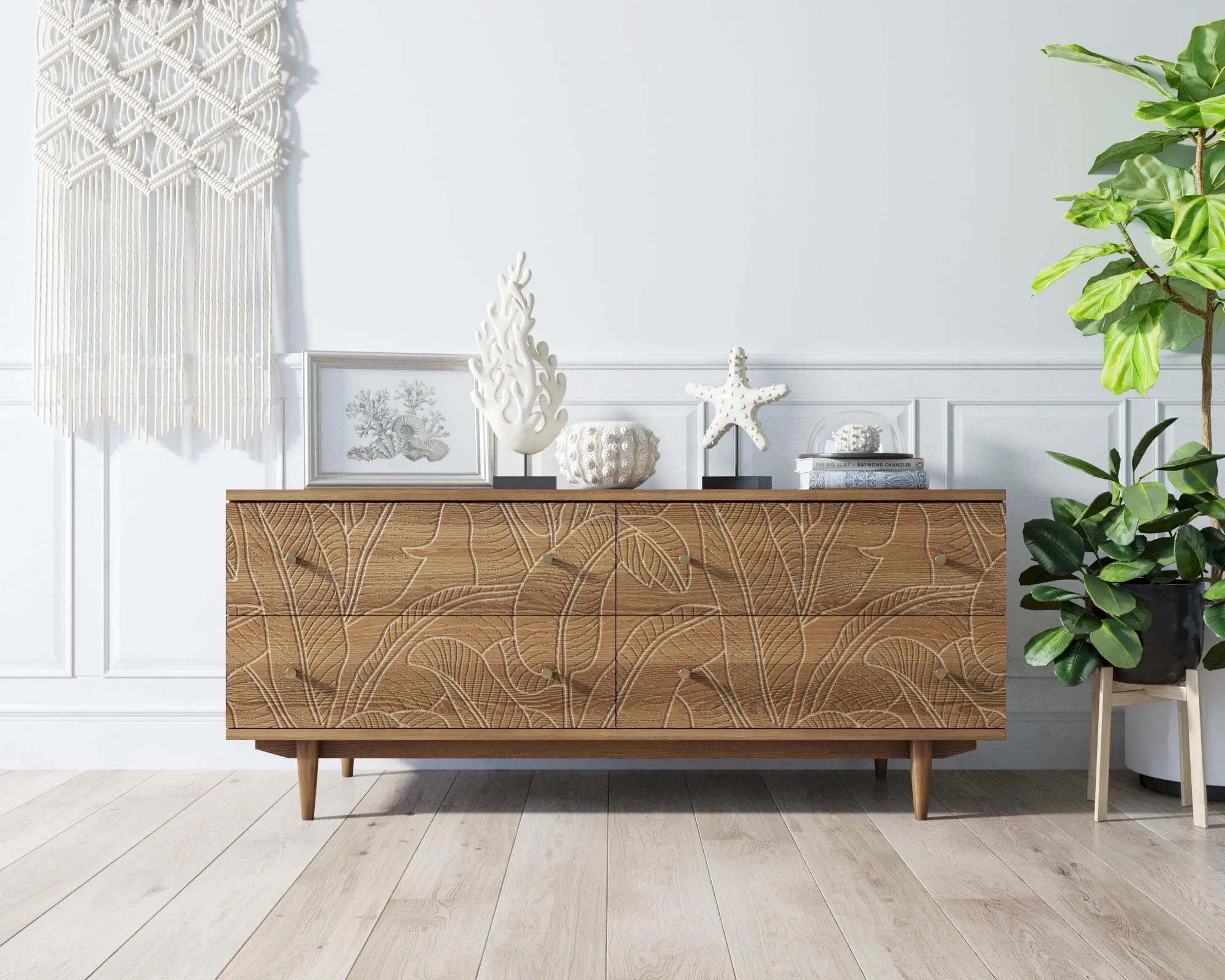 Комод "Boho" 4 ящика джангл арт BH09 в интернет-магазине в Москве Комод "Boho" 4 ящика джангл арт BH09 в интернет-магазине