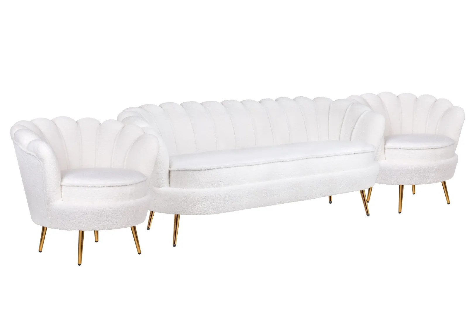купить Комплект кресел и дивана ракушка Pearl Triple White Boucle