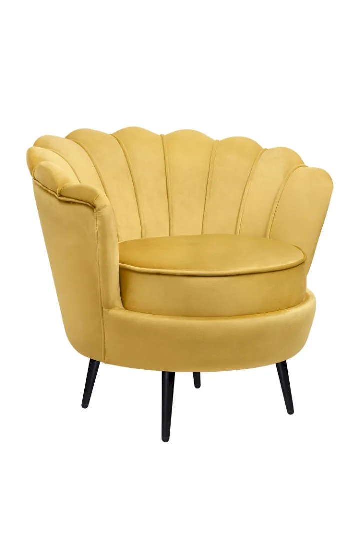 купить Низкое кресло ракушка Pearl Yellow на черных ножках в Москве купить Низкое кресло ракушка Pearl Yellow на черных ножках