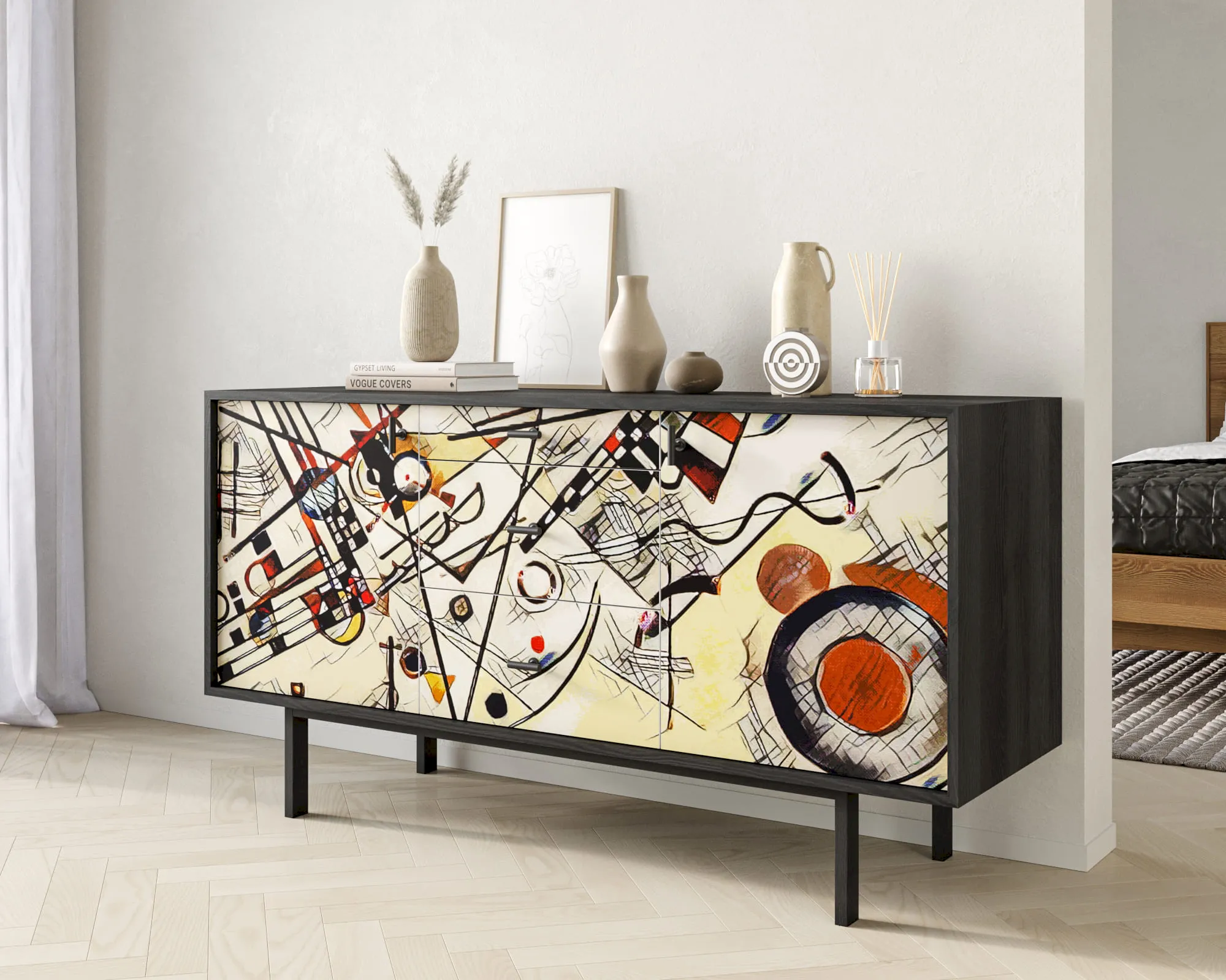 заказать Комод две дверки и три ящика "Эмерсон (Emerson)" by Kandinsky арт EM08/Print_01 в Москве заказать Комод две дверки и три ящика "Эмерсон (Emerson)" by Kandinsky арт EM08/Print_01