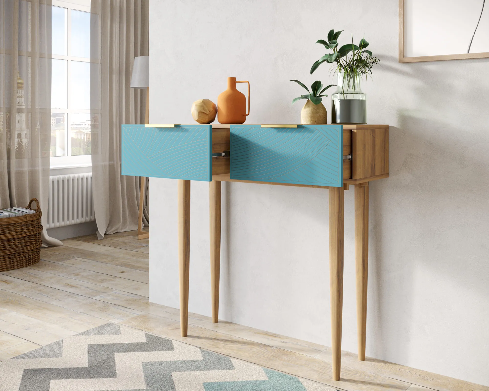 купить Консоль с двумя ящиками "Лайн (Line)" LN16/GR1/blue в Москве купить Консоль с двумя ящиками "Лайн (Line)" LN16/GR1/blue