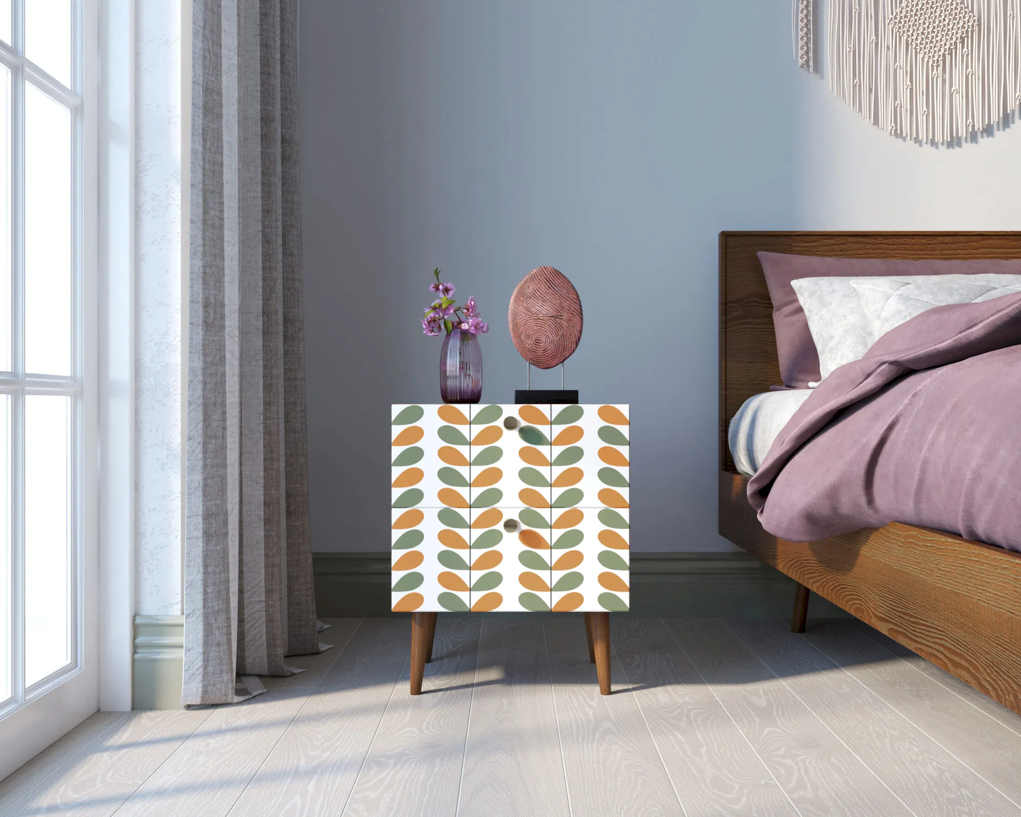 Тумбочка "Бербер (Berber)" с двумя ящиками 23 принт арт BB03/Print_23, разноцветная в интерьере в Москве Тумбочка "Бербер (Berber)" с двумя ящиками 23 принт арт BB03/Print_23, разноцветная в интерьере