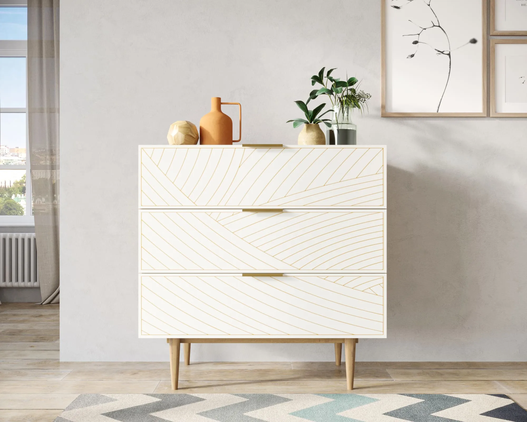 Комод с тремя ящиками "Лайн (Line)" LN12/GR1/beige в интернет-магазине в Москве Комод с тремя ящиками "Лайн (Line)" LN12/GR1/beige в интернет-магазине