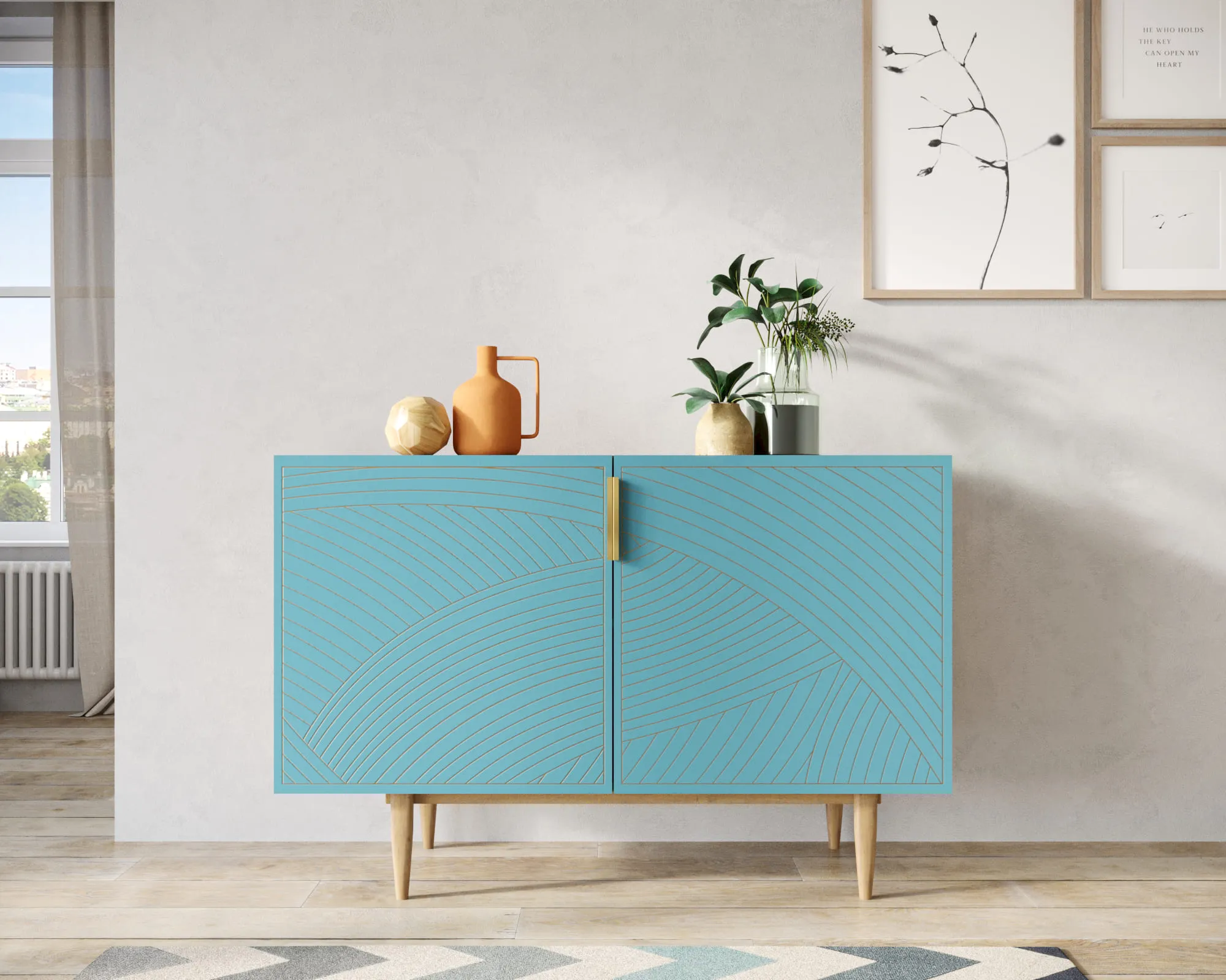 Комод с двумя дверками "Лайн (Line)" LN01/GR1/blue в интернет-магазине в Москве Комод с двумя дверками "Лайн (Line)" LN01/GR1/blue в интернет-магазине