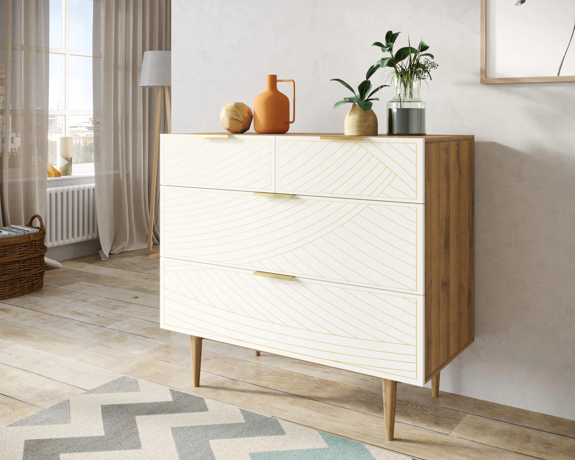 заказать Комод с четыремя ящиками "Лайн (Line)" LN14/GR1/beige