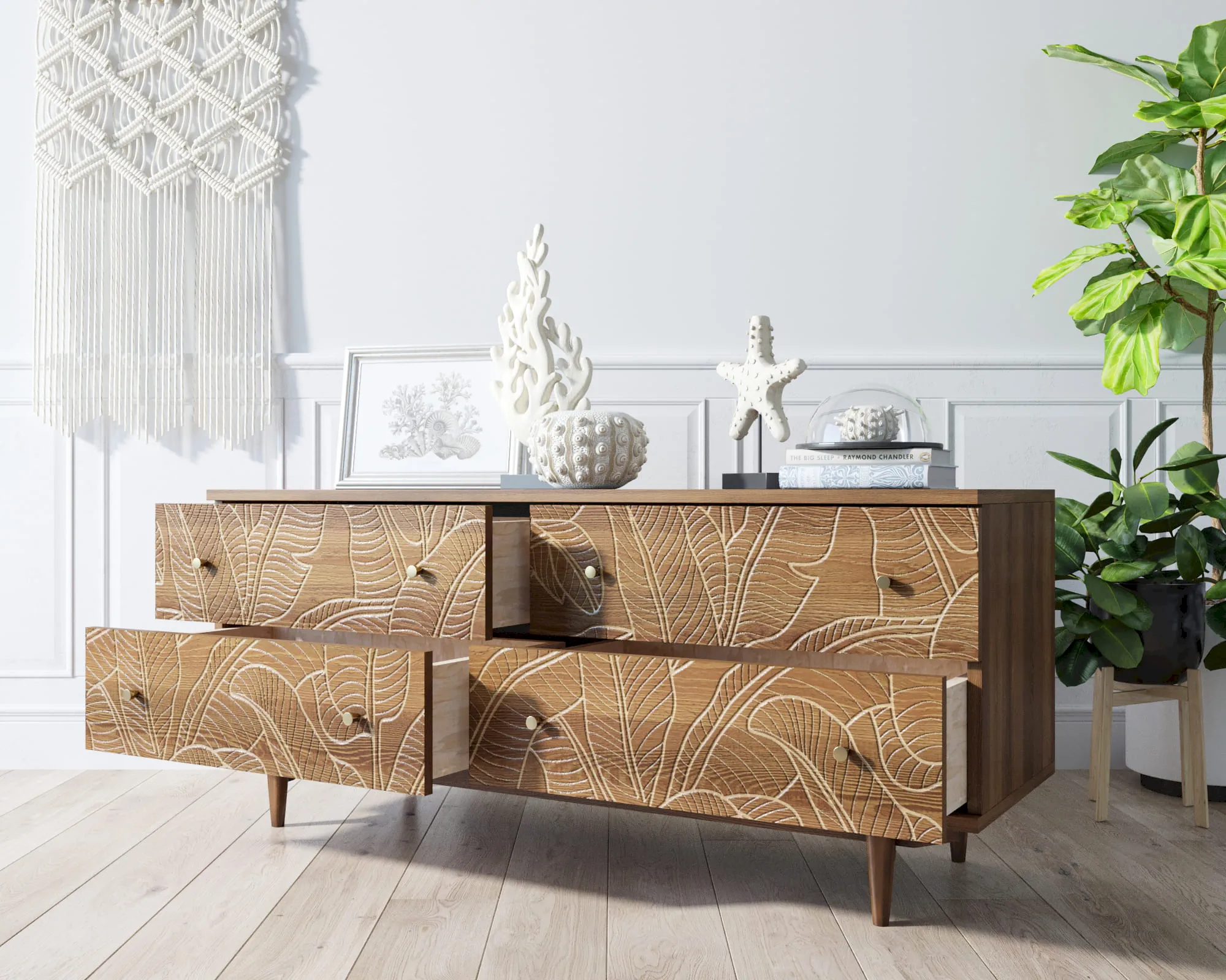 купить Комод "Boho" 4 ящика джангл арт BH09 в Москве купить Комод "Boho" 4 ящика джангл арт BH09