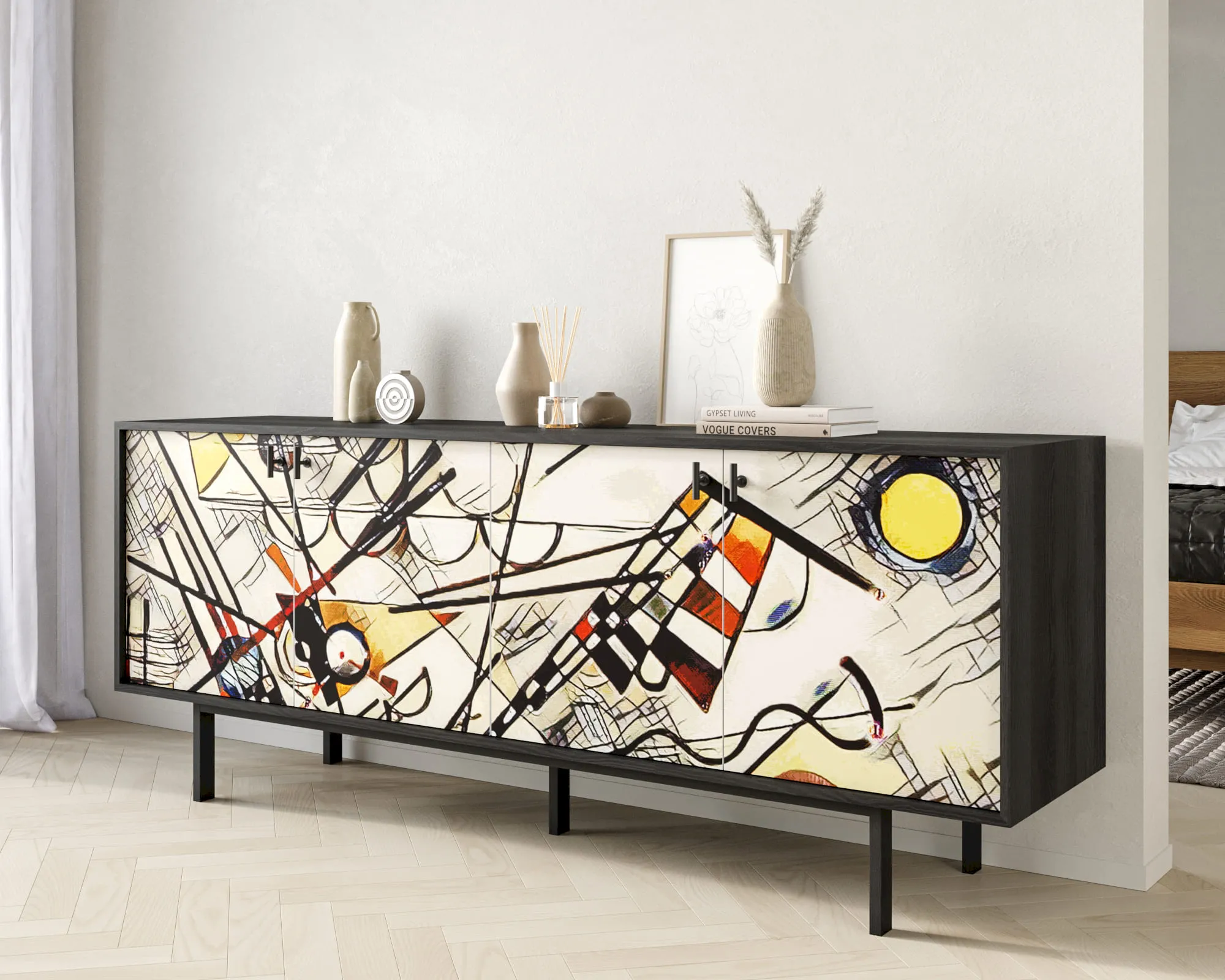 заказать Комод с четыремя дверками "Эмерсон (Emerson)" by Kandinsky арт EM01/Print_01 в Москве заказать Комод с четыремя дверками "Эмерсон (Emerson)" by Kandinsky арт EM01/Print_01